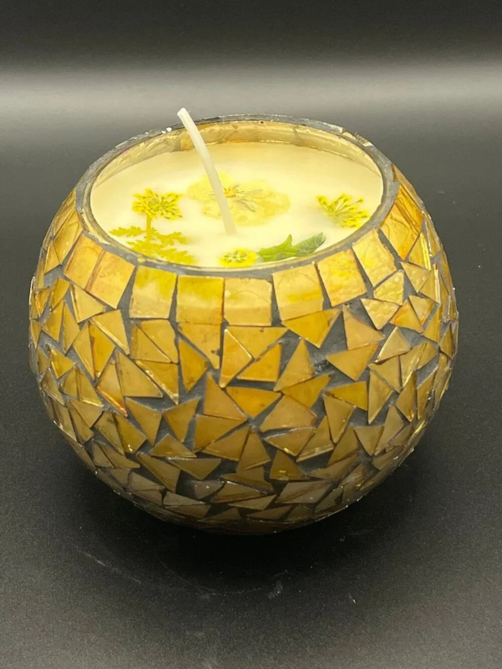 Amber Mosaic Glass Golden Glow Candle